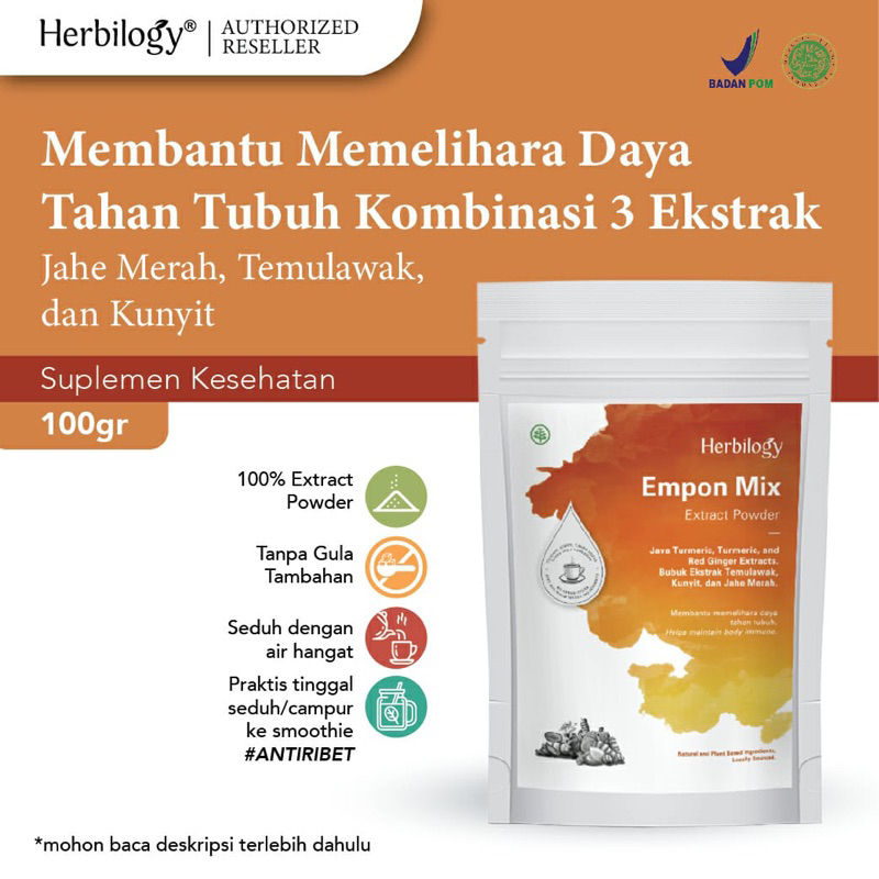 Herbilogy Empon Mix (Ekstrak powder Kunyit, Temulawak, Jahe Merah) 100g / anti inflamasi / anti oksidan / kesehatan tubuh