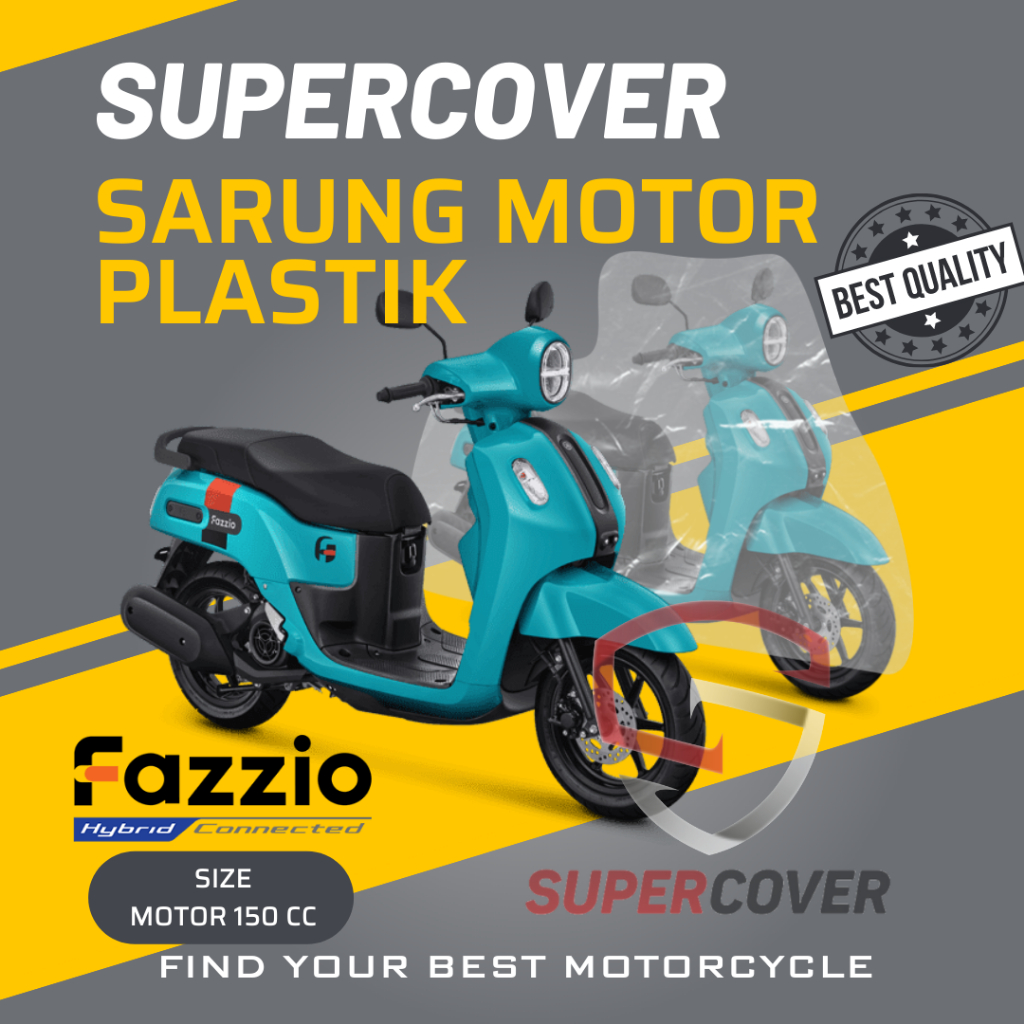 

Sarung Motor HONDA FAZZIO Plastik Supercover, Cover Motor Plastik Transparan dengan Pengikat Tali Karet