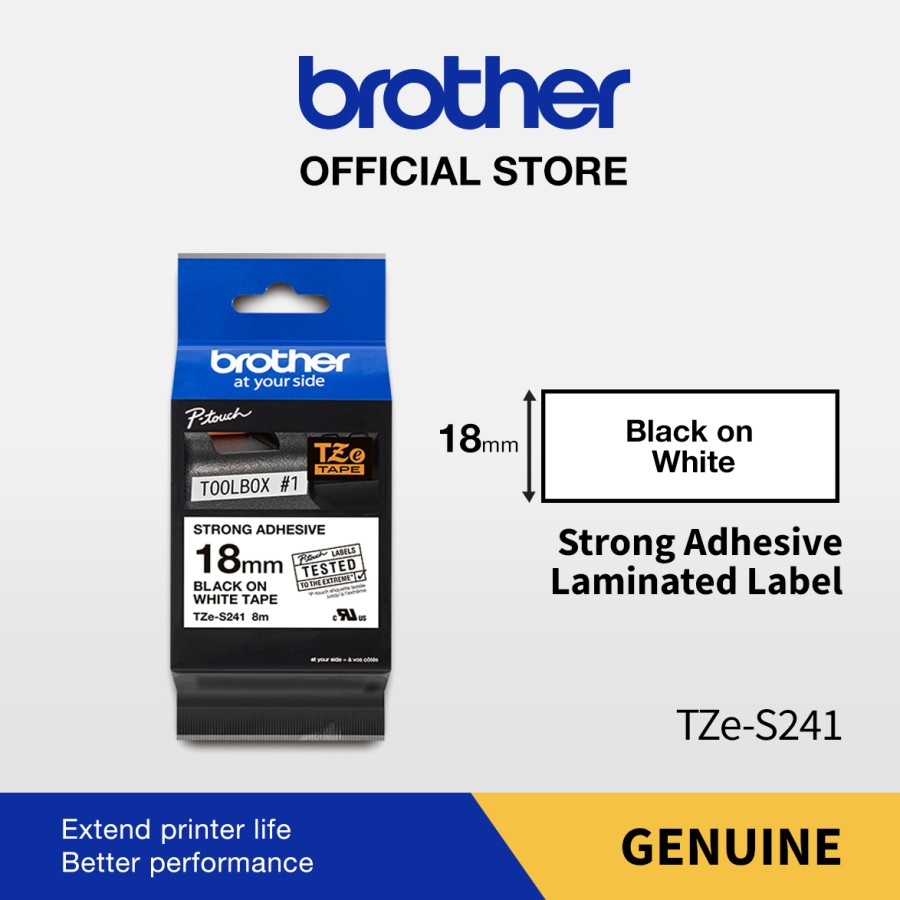 Brother Label Tape TZE-S241 18mm Black On White