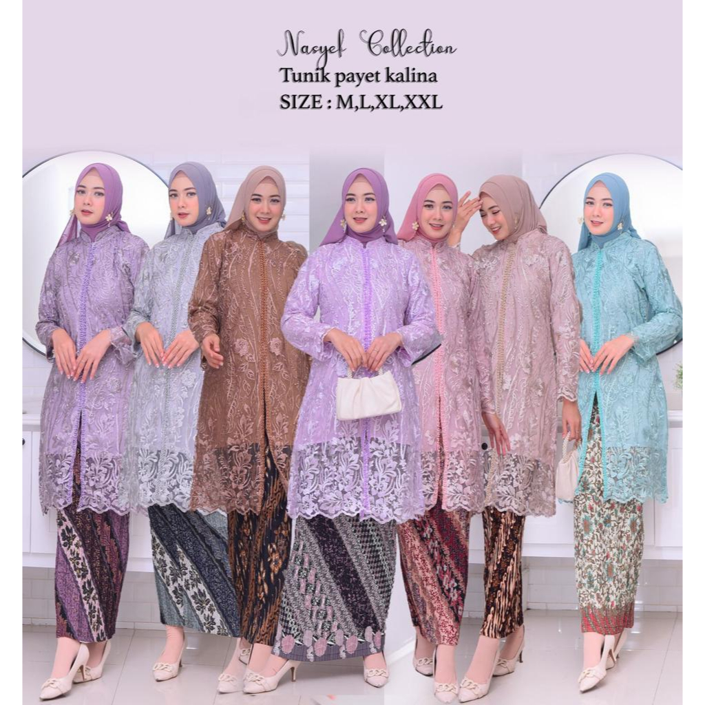 M.O- Kebaya Tunik Payet Kalina / Tunik Tulle/ Kebaya Modern / Kebaya tile / Kebaya Favorite / Batik 