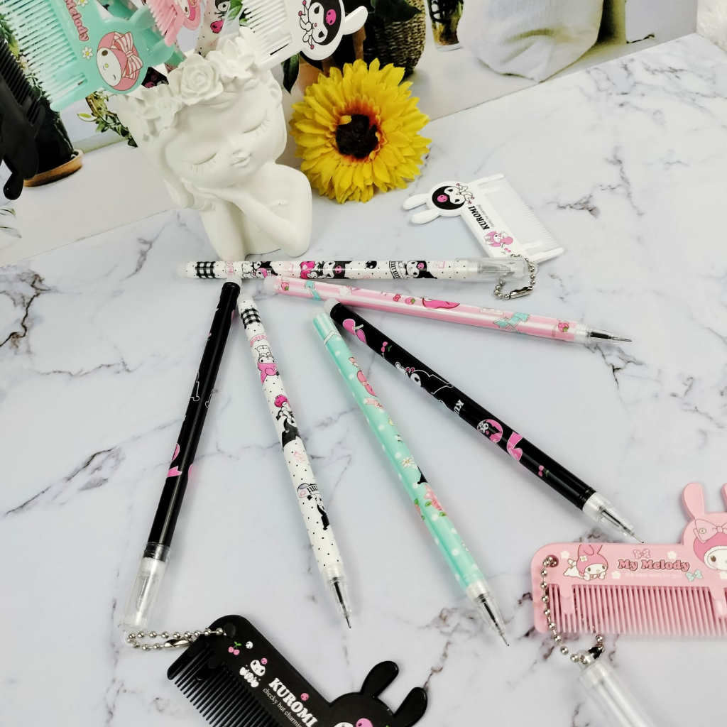 Pulpen Gantungan Sisir SANRIO Imut Lucu / Pen Sisir Sanrio Harga Murah tinta hitam ready 4 Warna Unik Cute / Bolpoin Karakter Kuromi Melody Bisa Grosir dan COD