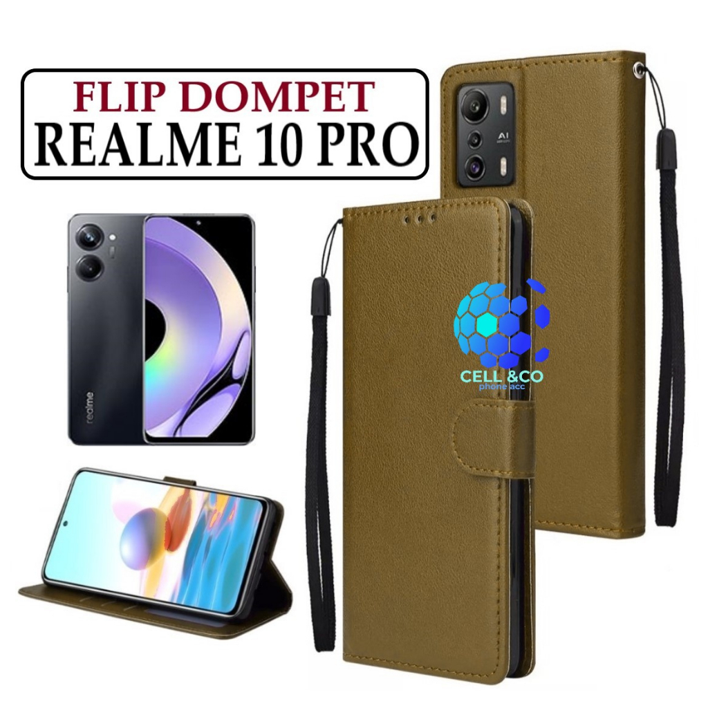 FLIP COVER REALME 10 PRO LEATHER WALLET PREMIUM FLIP CASE BUKA TUTUP KESING HP CASING FLIP CASE WALLET