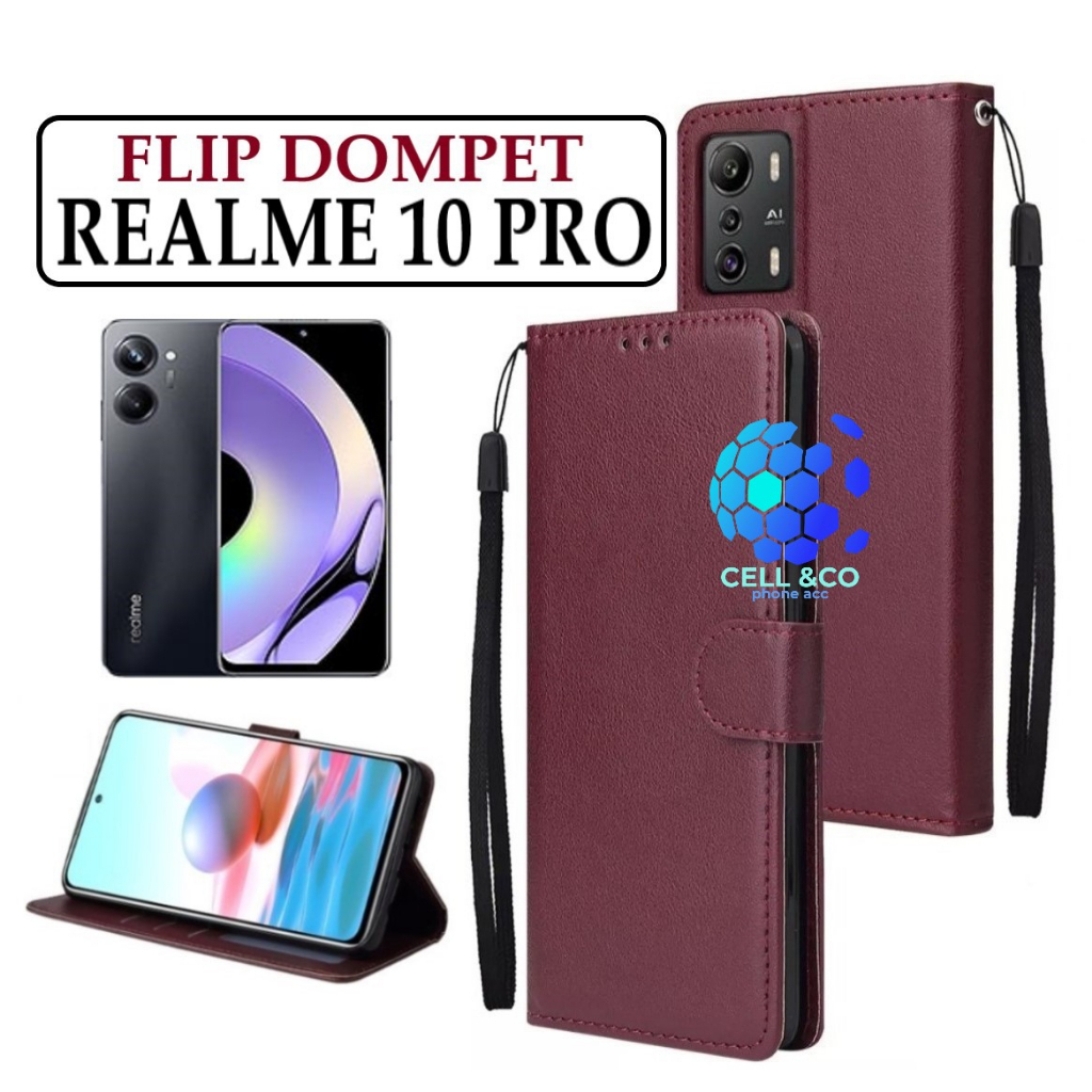 FLIP COVER REALME 10 PRO LEATHER WALLET PREMIUM FLIP CASE BUKA TUTUP KESING HP CASING FLIP CASE WALLET