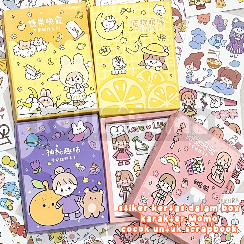 

( KKM ) Stiker Kertas Karakter Momo Cewek Korea untuk Scrapbook Box isi 50 Lembar