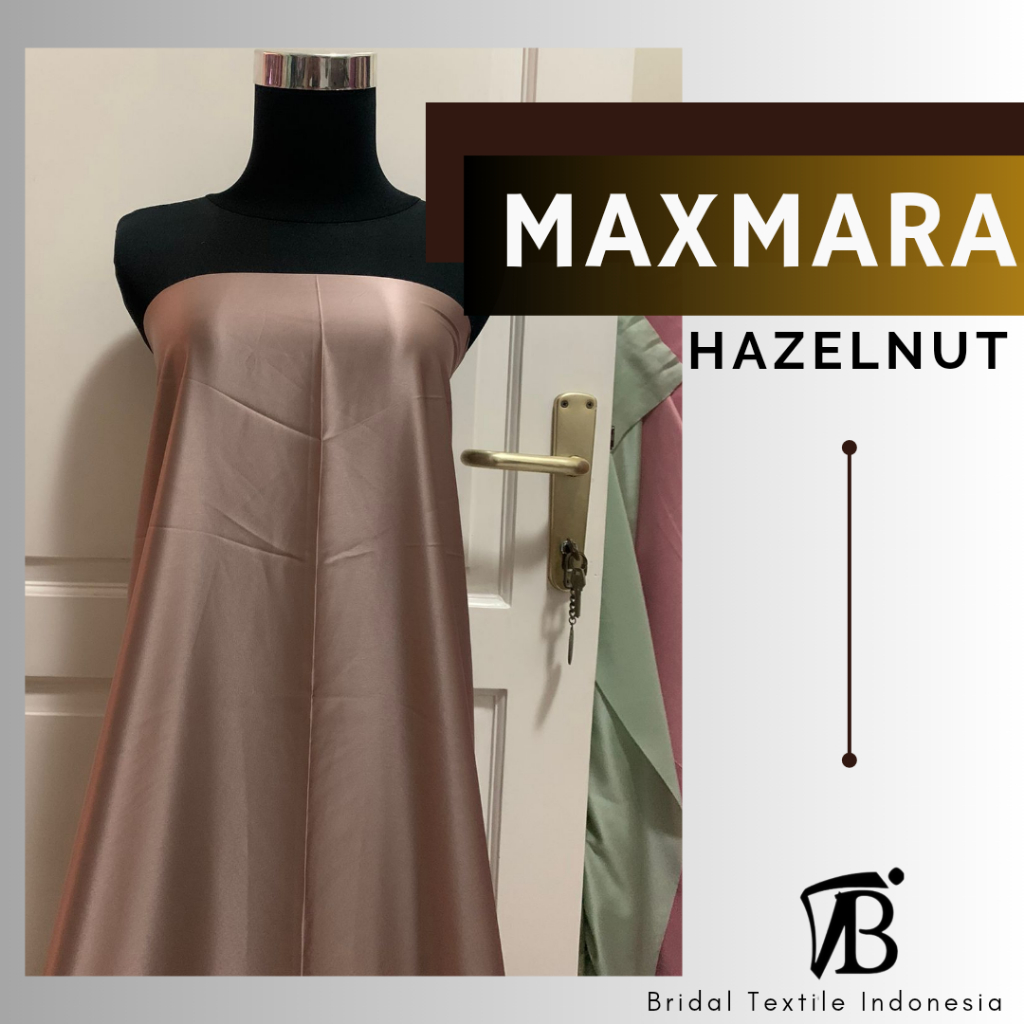 Bahan Kain Satin Maxmara Original Premium Lux Luxury Kebaya Gaun Pengantin Bridesmaid Warna Coklat H