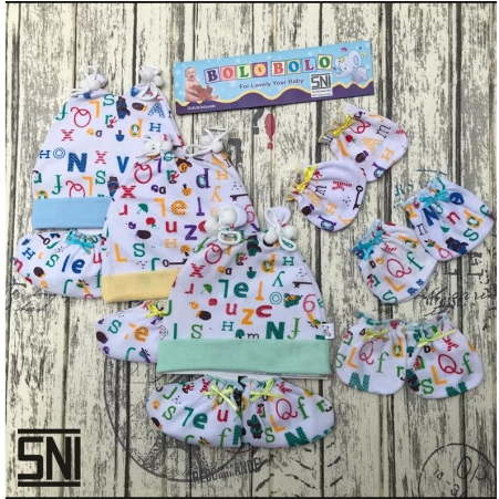 3 set kupluk bayi 3 pasang sarung tangan 3 pasang sarung kaki bayi newborn