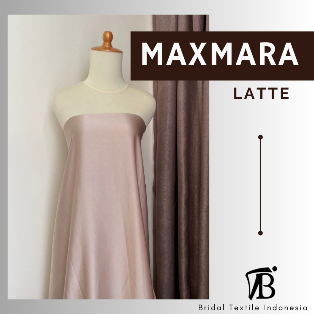 Kain Bahan Furing Satin Maxmara Original Premium Lux Luxury Gaun Kebaya Dress Warna Coklat Latte