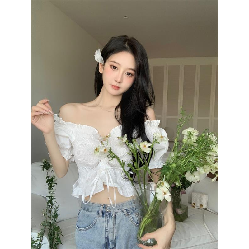 Crop Top Baju Atasan Wanita Serut Cantik Modis Gaya Korea Kekinian Perut Sexy