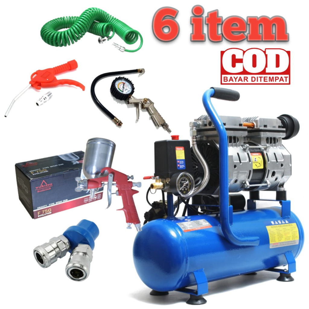 PAKET Kompresor Angin Listrik air Compressor 1 HP 9L bisa untuk cat / KOMPRESOR UDARA SIAP PAKAI