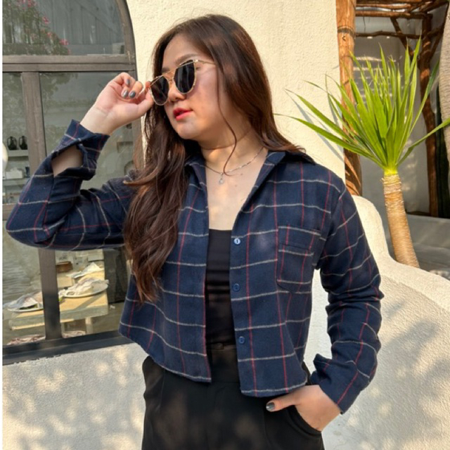 RULIF Geppy Shirt croptop / Kemeja croptop flanel kotak