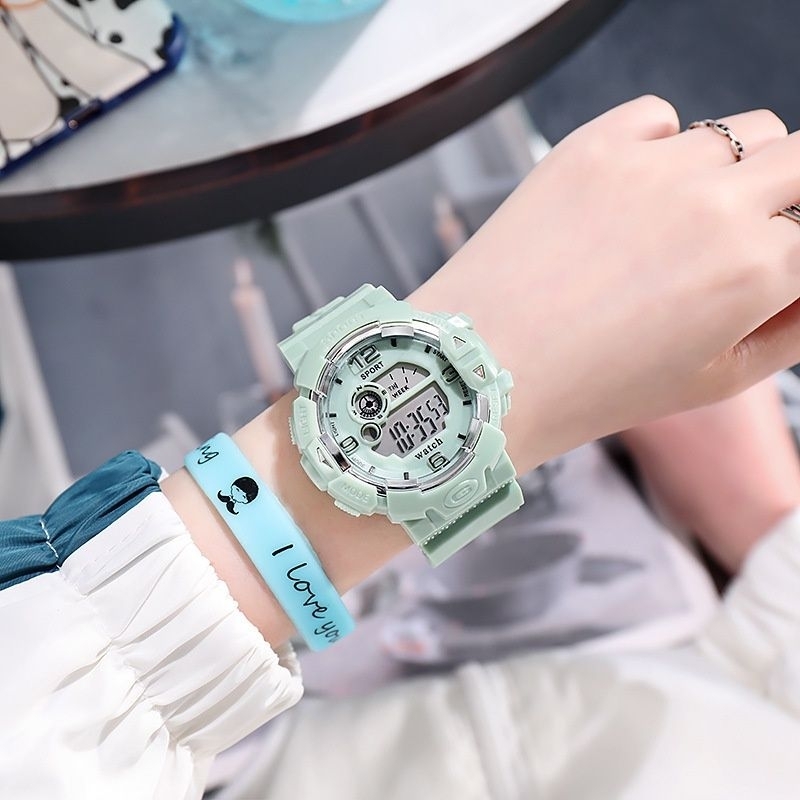 Jam Tangan Wanita Digital Sport Tali Karet Warna