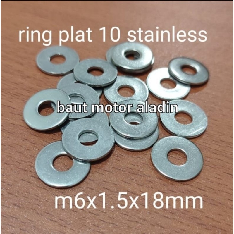 Ring plat 10/M6 lebar stainless (5 pcs)