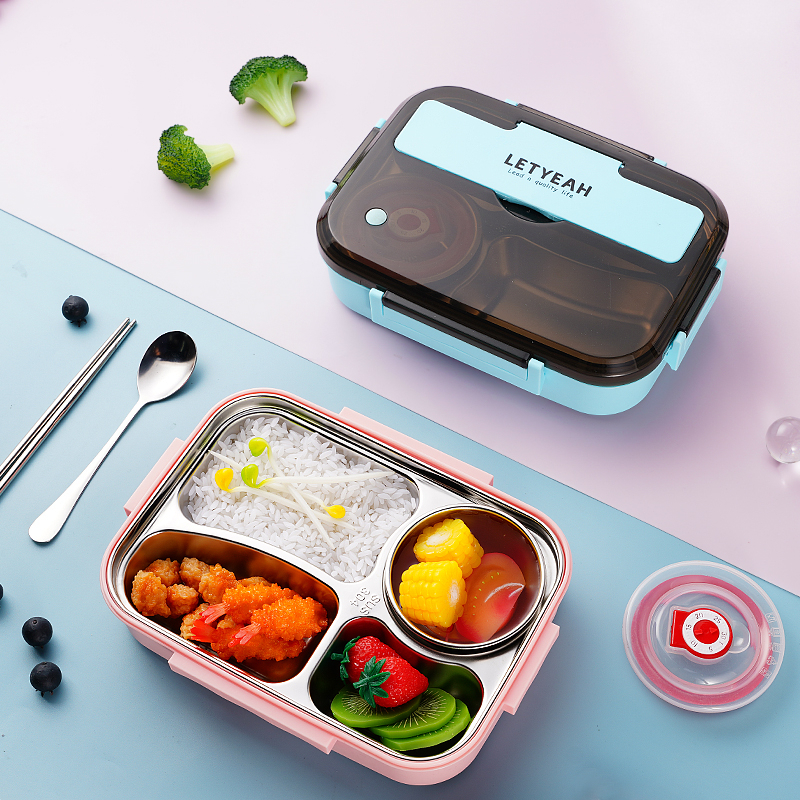 Letyeah &amp; Kaizenliving lunch box stainless steel / kotak makan stainless 4 sekat + tempat sup / tempat makan anti tumpah