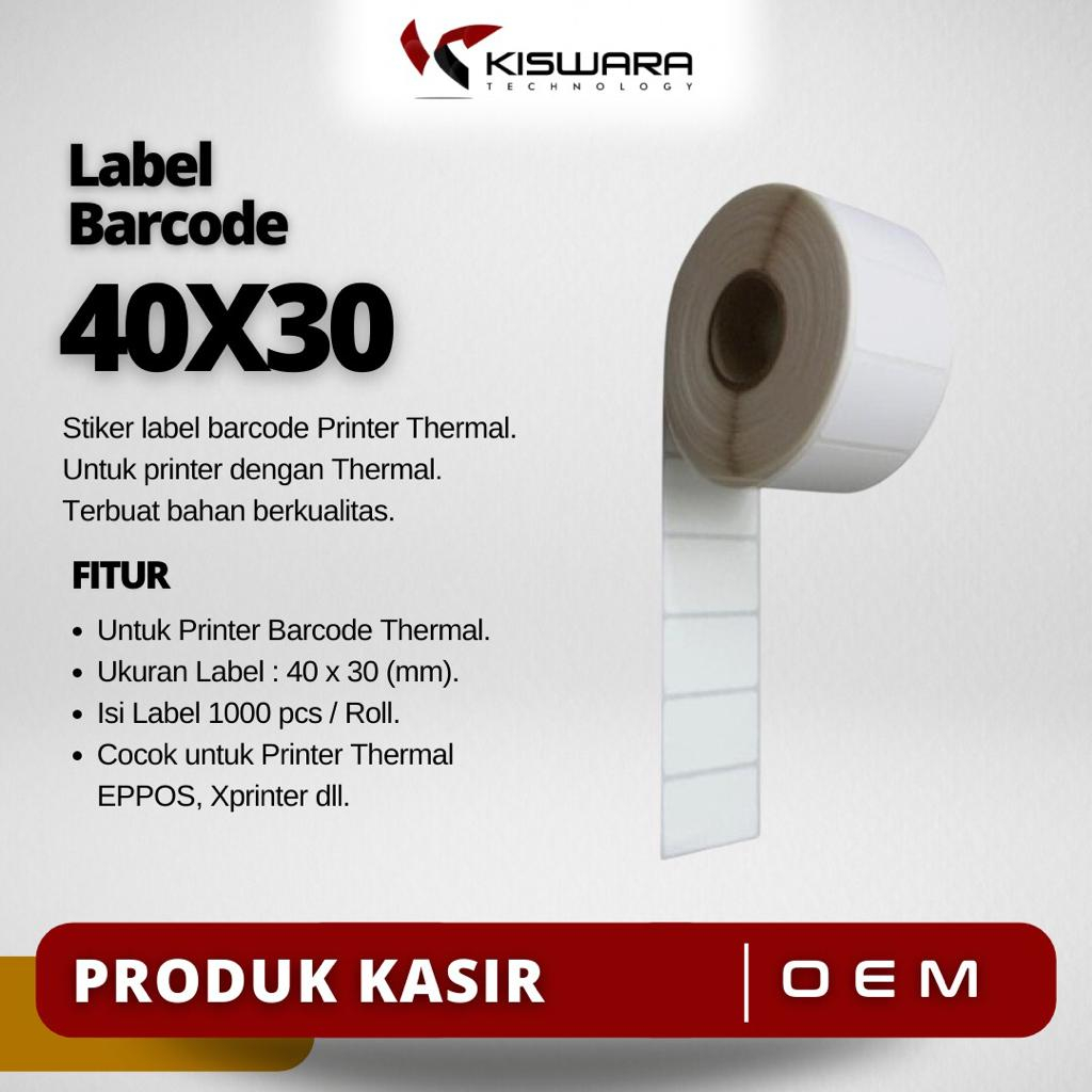 

Label Barcode Thermal 1 Kolom 40x30mm - 1000 PCS