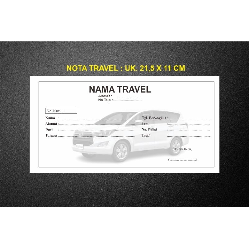 

NOTA | KWITANSI CUSTOM | NOTA TRAVEL 1/3folio ( 21,5 x 11 cm )