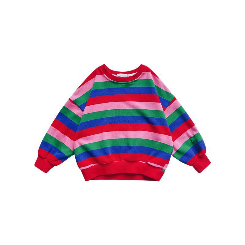 Sweater Anak Perempuan Pelangi SWEATER RAINBOW Baju Anak perempuan lengan panjang Garis Garis bahan knit, Mantel bayi anak perempuan laki laki import 1 - 5 tahun