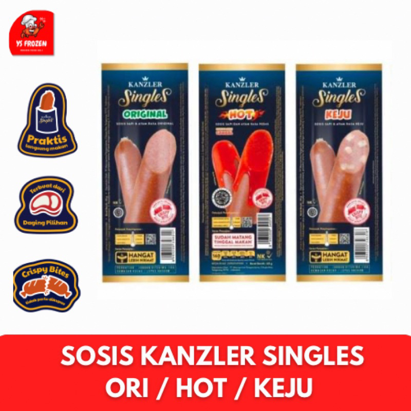 KANZLER SOSIS SINGLES / SOSIS KANZLER SINGLES ORI, KEJU, HOT / YS Frozen Food / Frozen Food Palembang