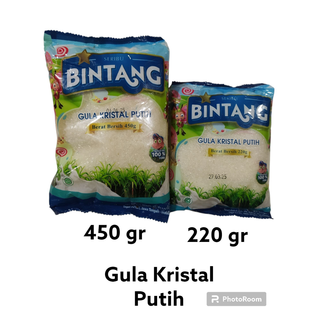

Gula Kristal Putih 100 % Tebu Alami GULA CAP BINTANG kemasan 220 gr