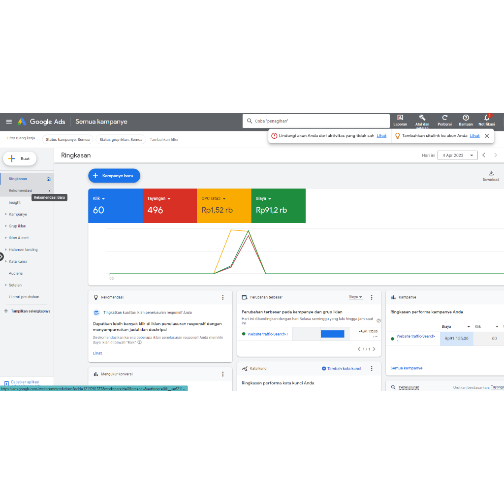 Akun G Ads Adwords Aktif Verifikasi pengiklan