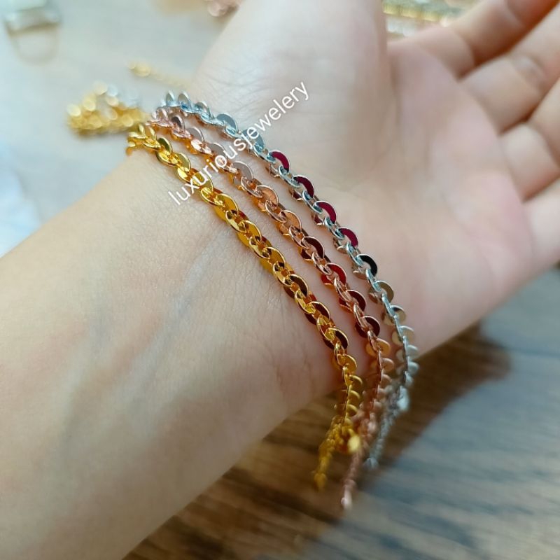 Gelang tangan rantai Rhodium