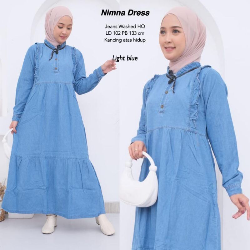 Gamis jeans NINMA DRESS kerah rempel //JF1002