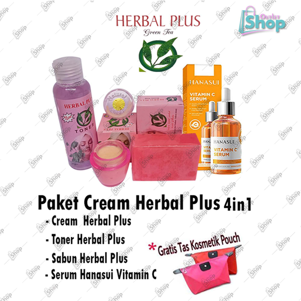 Paket Cream dan Sabun Herbal Plus +Toner plus Hanasui Serum Vitamin C Original BPOM GRATIS Tas kosme