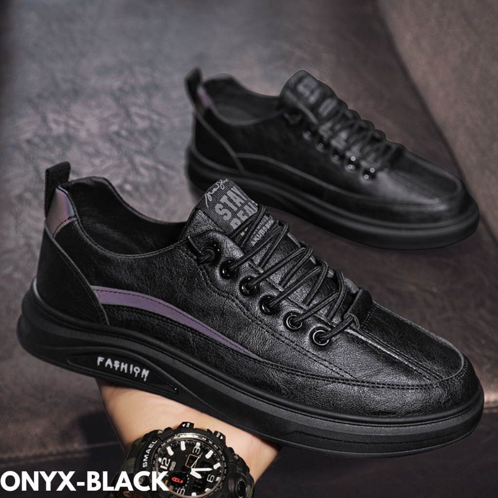 Gypsy - Sepatu Sneakers Pria Moderen Stylish Cakep Bagus Nyaman Bahan Pu Berkualitas Import Onyx