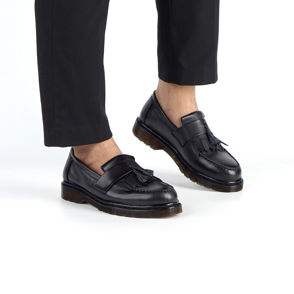 Sepatu Loafers Pria Kulit Asli Kerja Kantor Dinas Sekolah Formal Shoes Pantofel Cowok Laki Ori Greata Empire Black