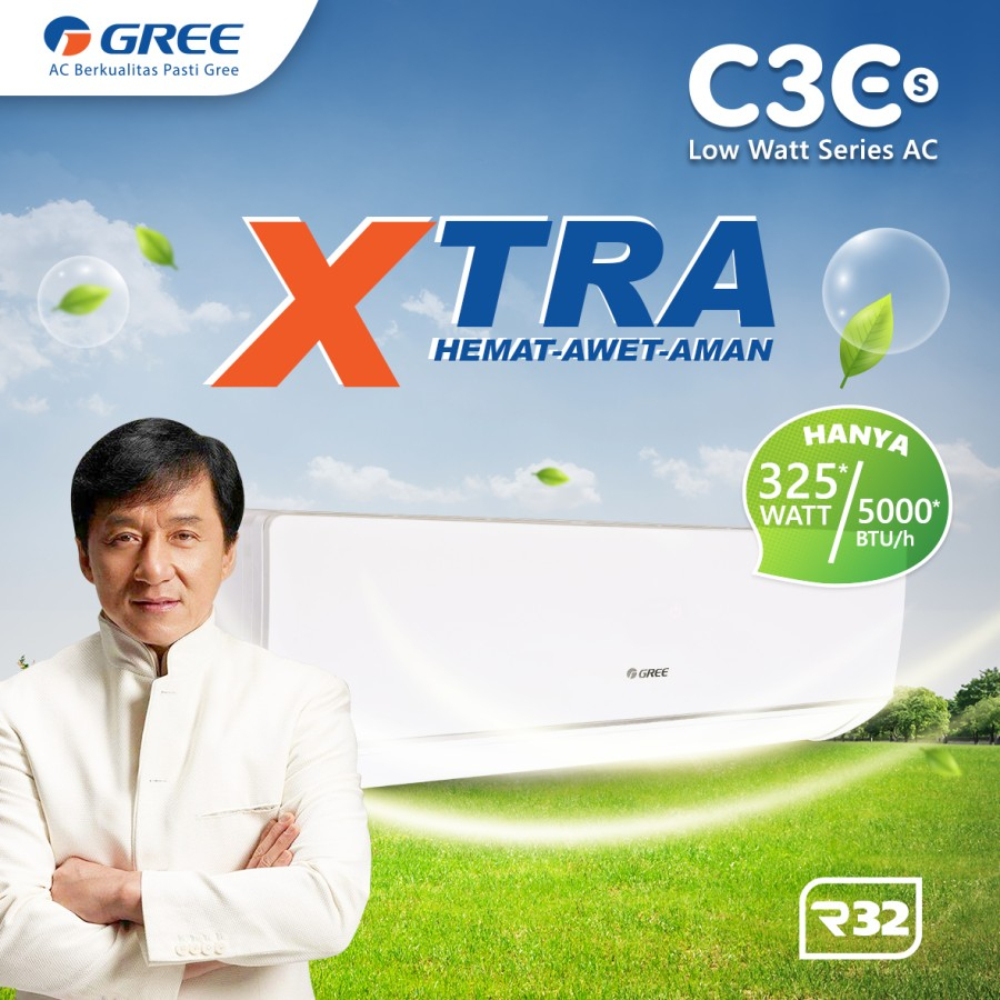 GREE GWC-07C3E(S) / GWC07C3ES AC DELUXE LOW WATT - PUTIH 3/4 PK