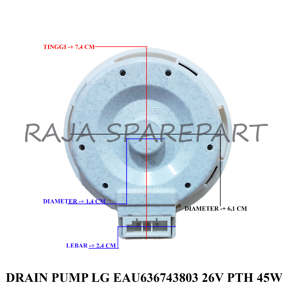 DRAIN PUMP/DRAIN MESIN CUCI/DRAIN PUMP LG EAU636743803 26V PTH 45W