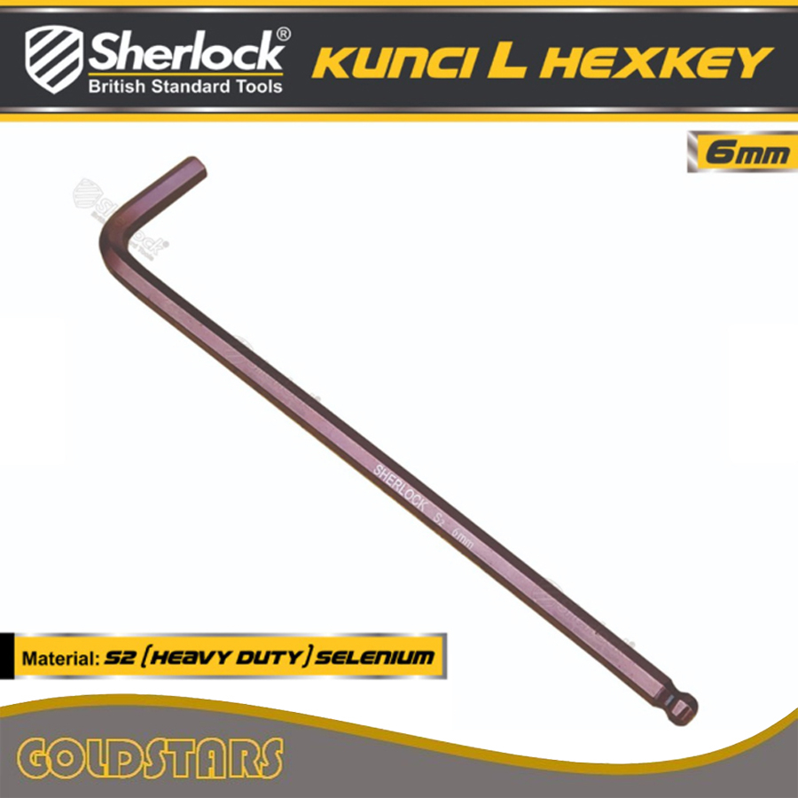 Kunci L Hexkey 6 mm (Heavy Duty) Sherlock Kunci L Material S2 (1Pcs)