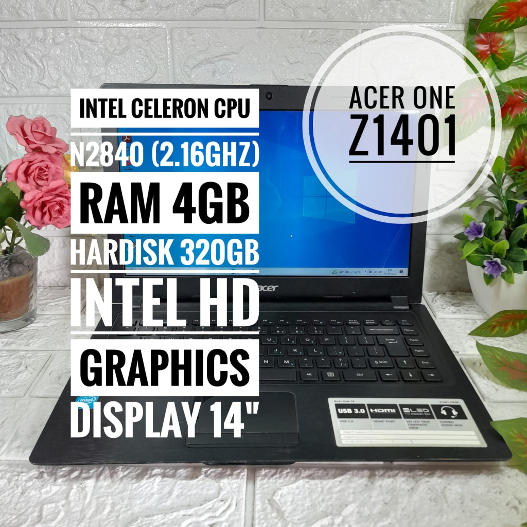 LAPTOP ACER ONE Z1401 RAM 4GB HARDISK 320GB SECOND