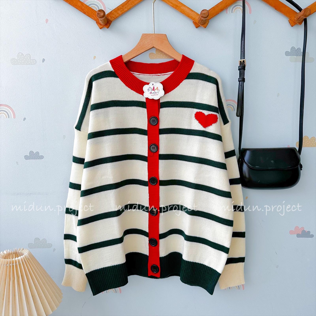 Helia Stripe Cardy | Cardigan Motif Korean Looks