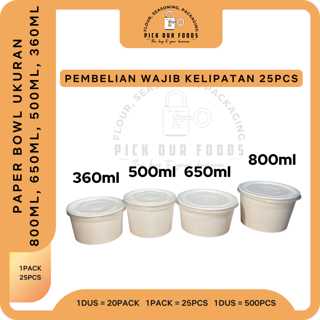 Paper Bowl 360ml / 500 / 650 / 800 / Rice Bowl 800ml / 650 / 500 / 360 / Mangkok Kertas