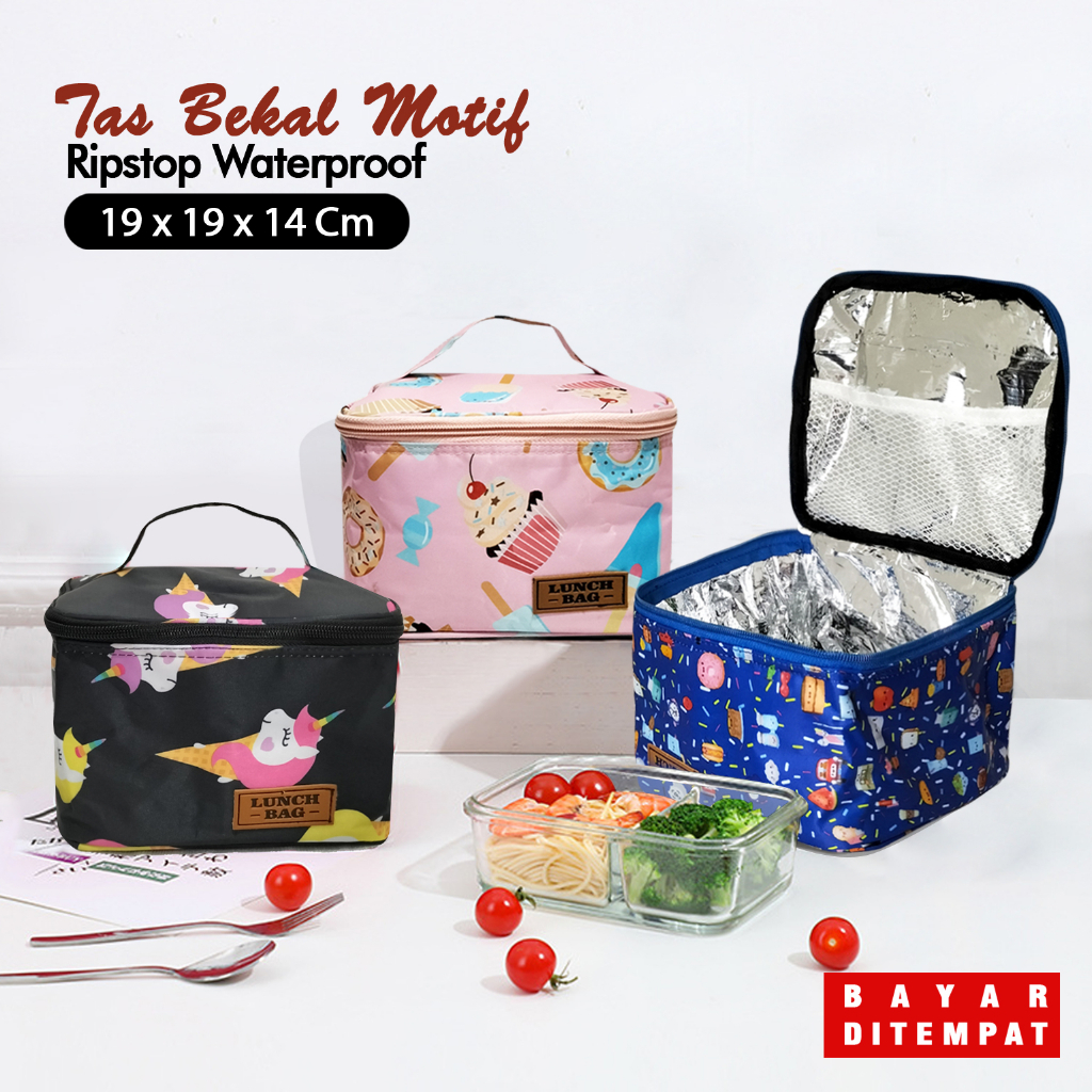 Cooler bag tas bekal makanan tas pendingin asi waterproof lunch bag motif lucu lunchbag anak tas Insulin inner aluminium foil tas penyimpanan makanan coolerbag