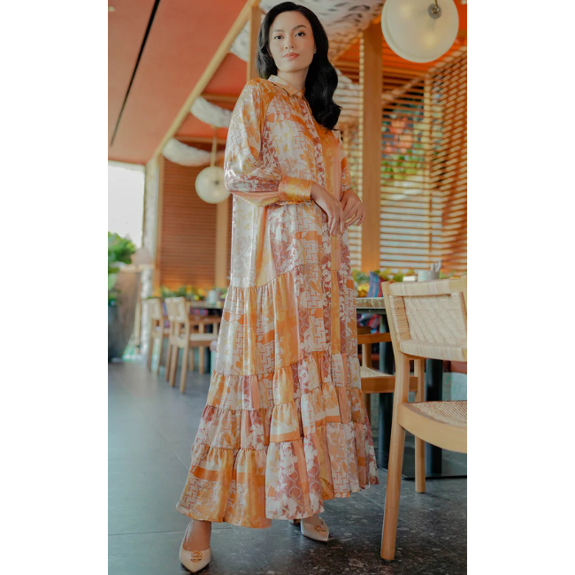 Fleura Shirt Dress - Yellow By Benang Jarum XS.S.M.L.XL.XXL buttonscarves series voal frozen dream p