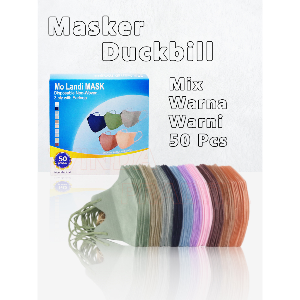 Masker Duckbil Masker Duckbill 50 Pcs Mix Warna Warni  Face Mask-DB FM Mix Warna 50