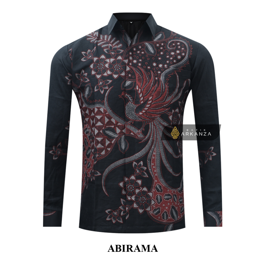 BATIK ARKANZA Motif ABIRAMA Hem Atasan Kemeja Baju Batik Pria Cowok Laki Laki Slimfit Full Lapis Furing Lengan Panjang Lengan Pendek Original Asli