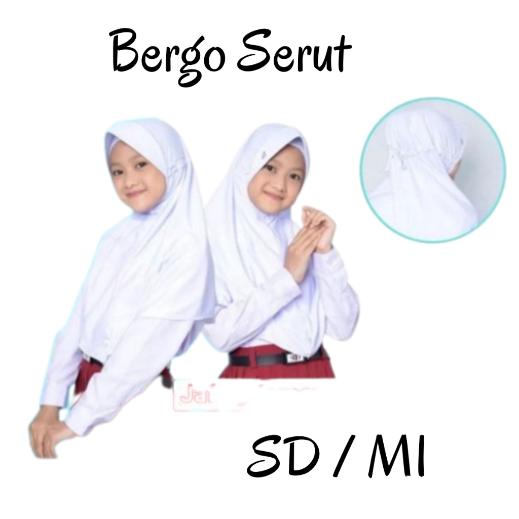 Kerudung Sekolah Serut TK SD Putih Jilbab Bergo Anak Perempuan