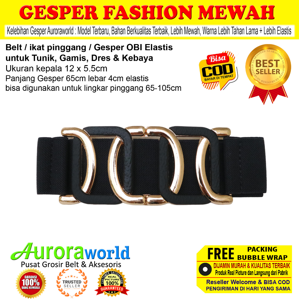 Auroraworld - PAKET MEWAH PAKET USAHA HEMAT 3PCS GESPER IKAT PINGGANG ELASTIS BELT WANITAFASHION FREE Bonus Spesial