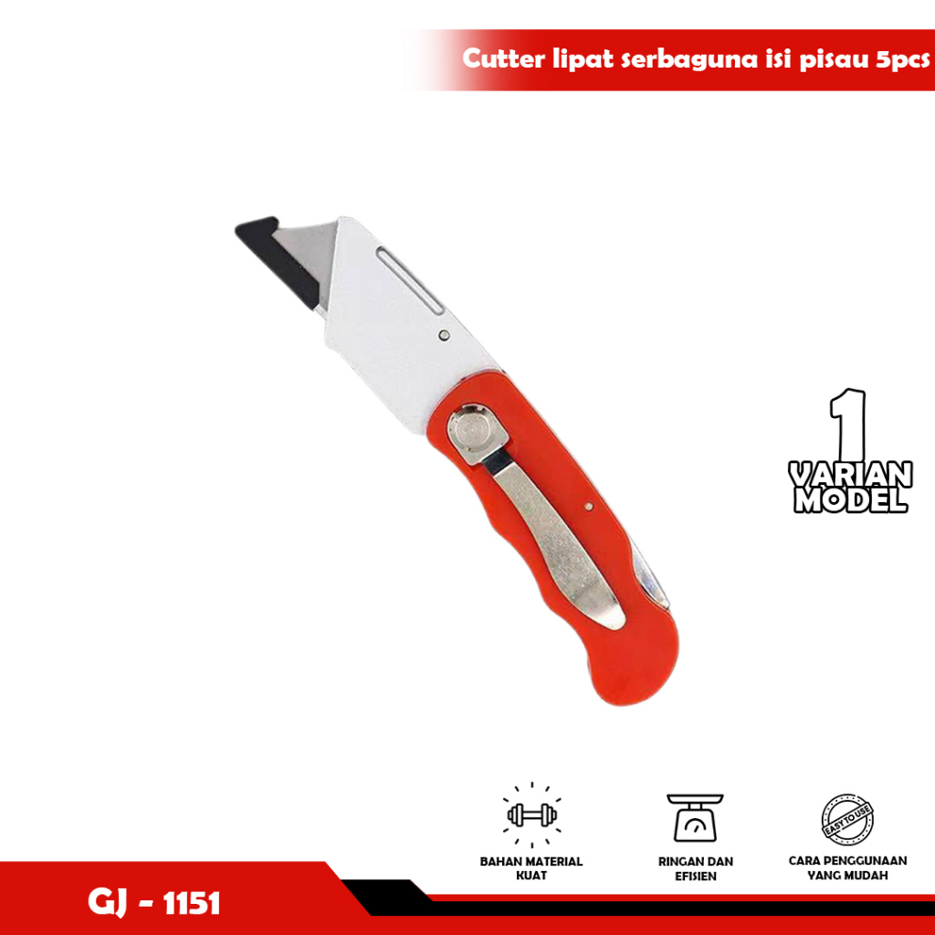 Pisau Cutter Lipat, Foldable Cutter Knife refil isi 5 pcs -sosoyo