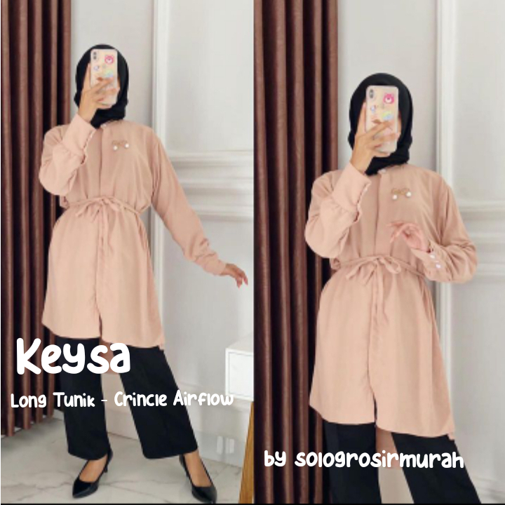 Keysa Long Tunik Ld 110cm Crincle AIrflow Premium