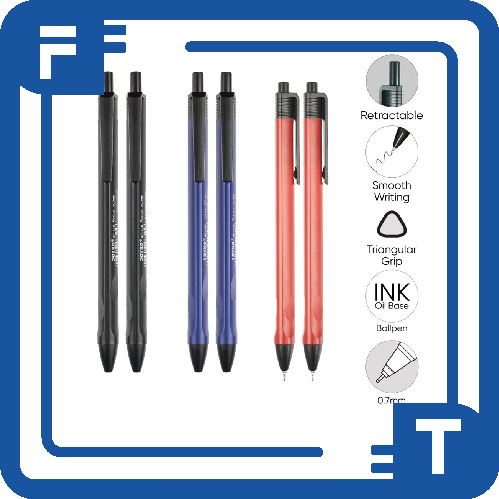 

✦FT✦ Ball Pen Pulpen Pena Joyko BP-338 Focus 0.7 mm Ballpen Triangular Grip S065