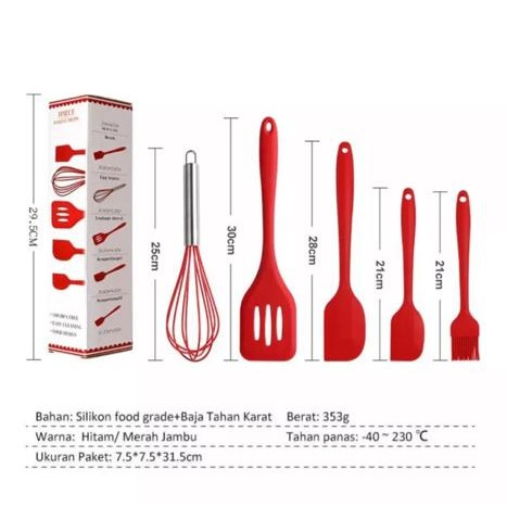 STV Spatula Set Peralatan Masak Sutil Silikon Non Stick Cooking Tools Isi 5 Pcs / tahan panas