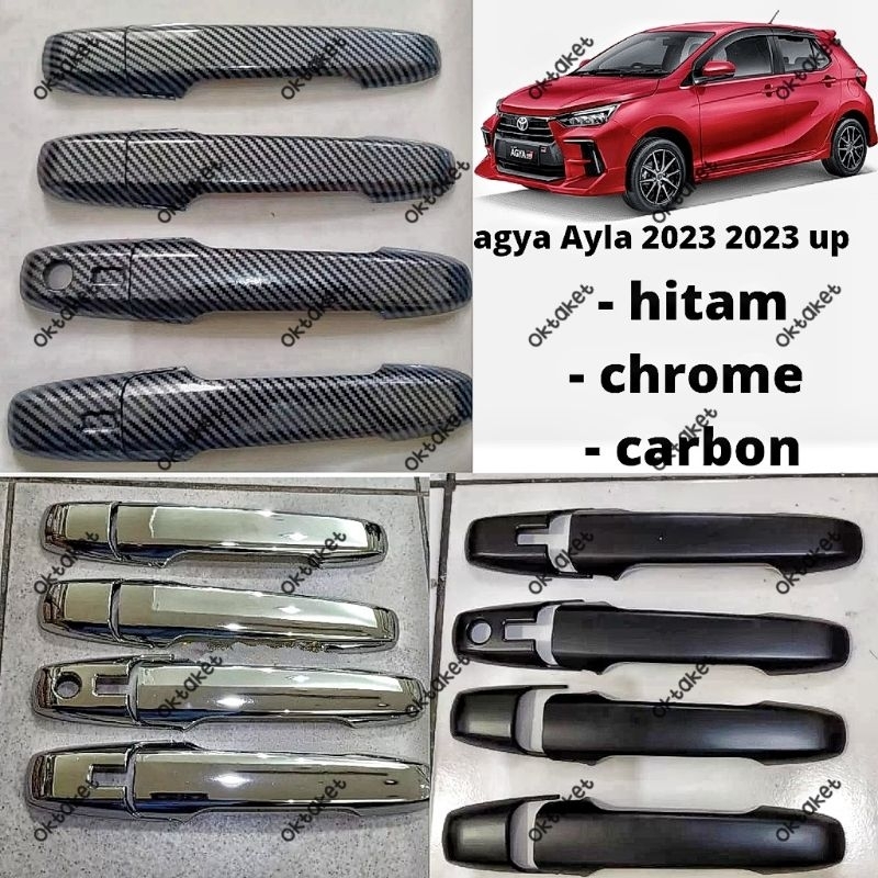 cover handle new Agya Ayla 2023 2024 Hitam Chrome Carbon Facelift