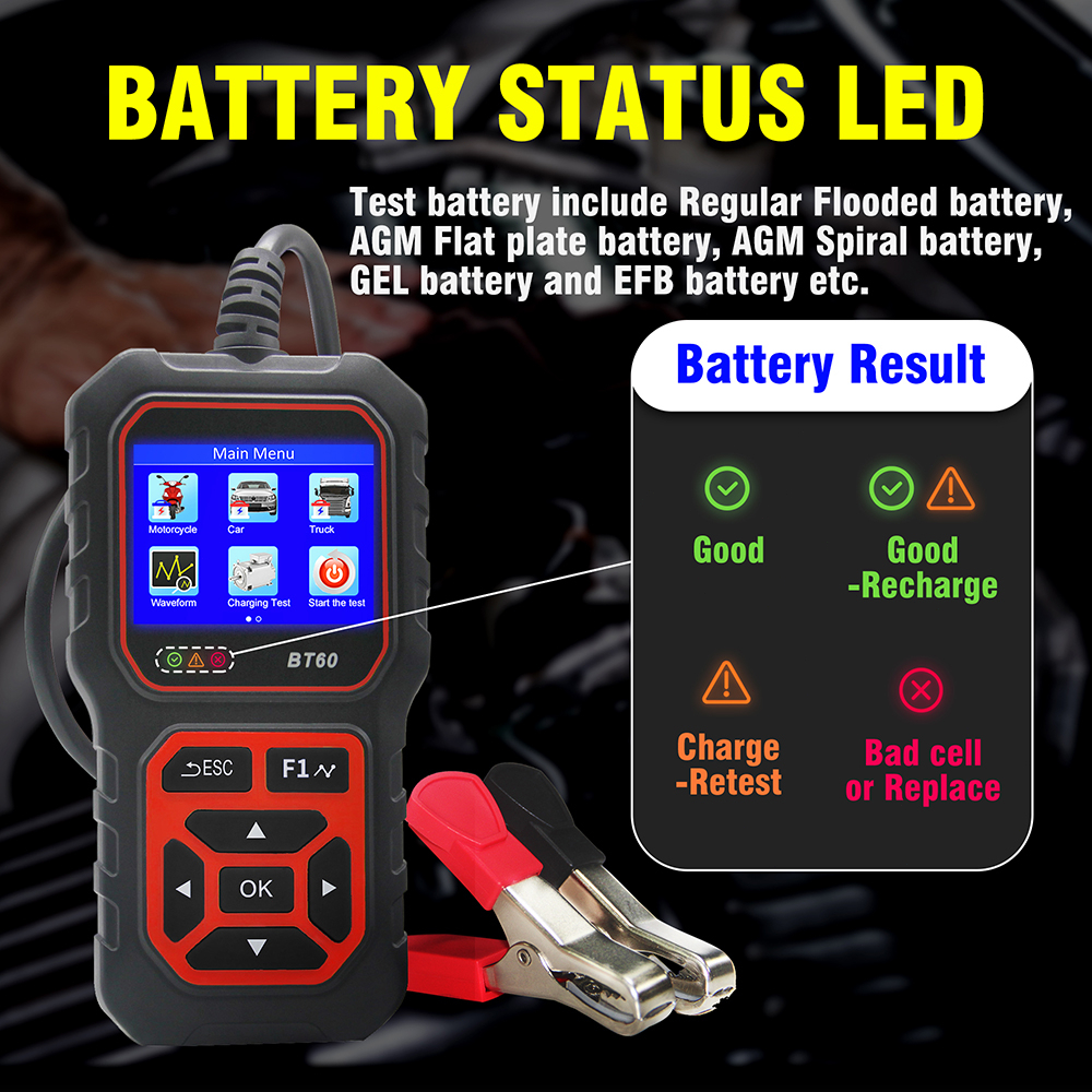 6V 12V 24V Mobil Baterai Tester Digital Battery Analyzer Pengisian Sistem Crank Tester dengan 2.4 Inci TFT layar Warna untuk Mobil Motor Truk