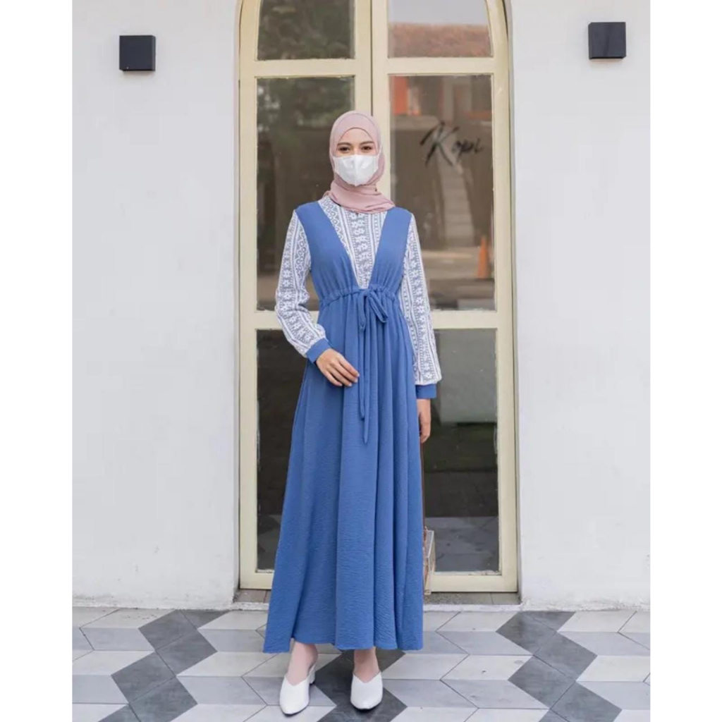 Gamis Aesha Crinkle / Gamis Kondangan | Gamis Hitam Polos | Gamis Terbaru 2023 Lebaran Wanita | Dres