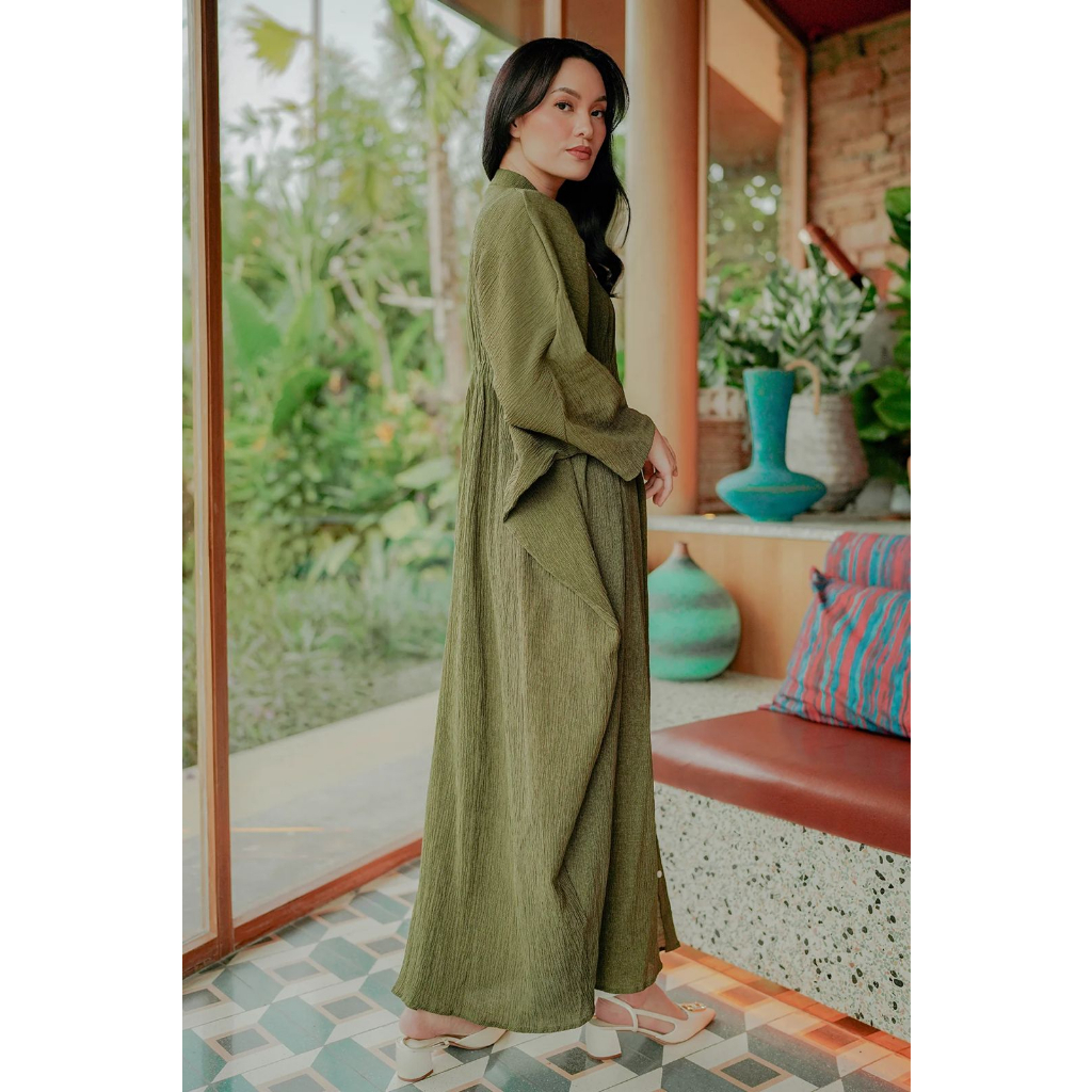 AKIARA SHIRT DRESS WITH GATHERS - BENANG JARUM