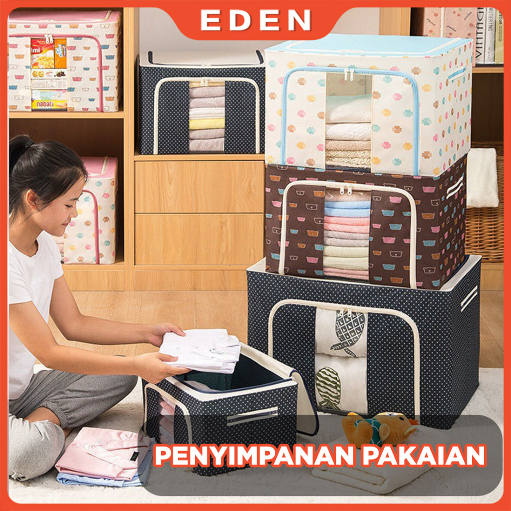 STORAGE BOX 66 LITERS FRAME BAJA DOUBLE ZIPPER LARGE BOX 66L | STORAGE BOX LIPAT | KOTAK PENYIMPANAN BAJU LIPAT