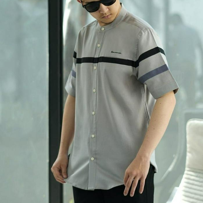 SAMASE Kemko Baju Kemeja Koko Lengan Pendek Premium Original Branded Warna Abu-abu U018P